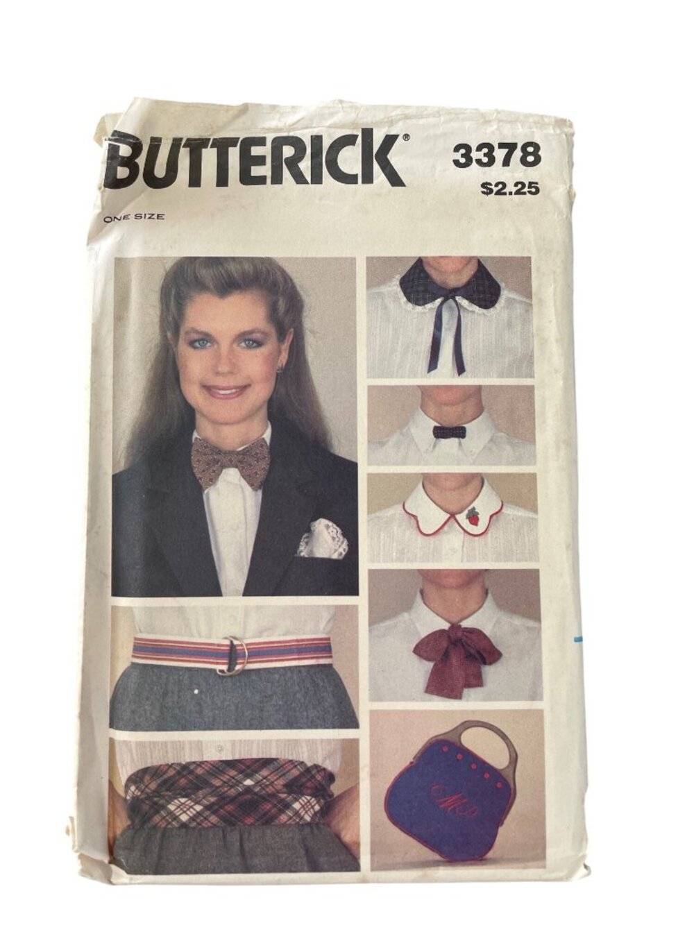 Vintage Butterick 3378 Pattern Collars Belts Tie Handbag Accessories UNCUT